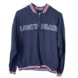 Vintage Lucky Brand men’s size L 3/4 zip varsity sweater.